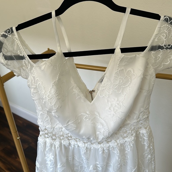 Ankle length white floral sheer dress - Picture 6 of 8